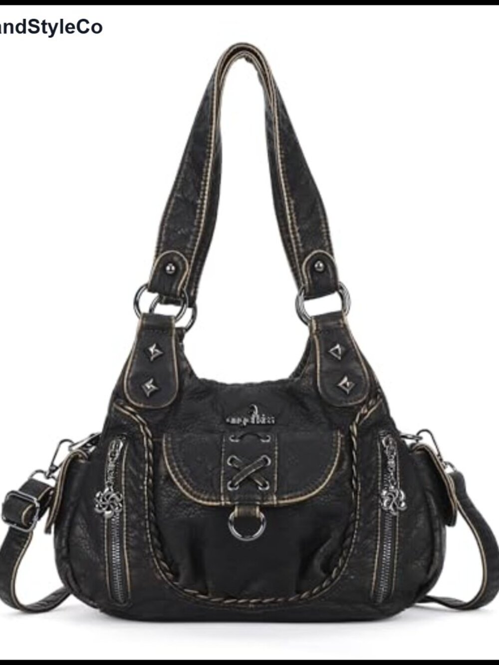 Vegan Leather Hobo Crossbody Bag Multi Pocket Shoulder Handbag